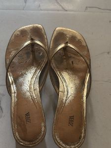 Gold ZARA Flip Flops