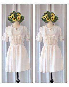 White Eyelet Detail Mini Dress