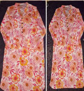 Utsa Floral Print Cotton Kurta – Size S