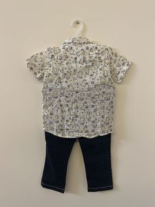 Baby Bear Print Button-Down Shirt &amp; Denim Jeans