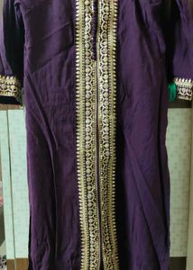 Elegant Purple Kurta with Gold Embroidery( size M)