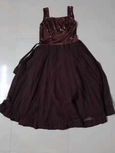 Elegant Coffee Brown Sequin Party Gown