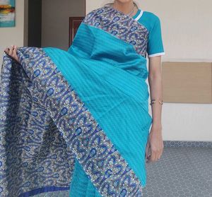 Blue Printed Saree