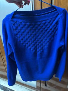 Blue Textured Knit Pullover