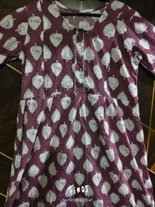 Purple Leaf Print Kurta