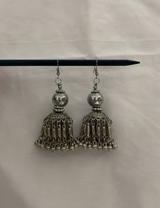 Bohemian Silver Jhumka Earrings