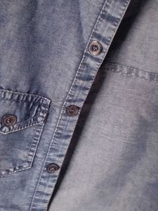 Stylish Blue Denim Hooded Shirt