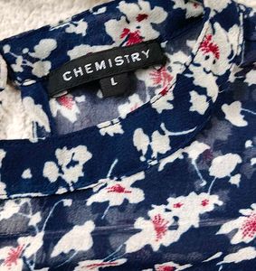 Chic Floral high-low Print Top with frills