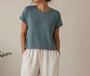 Comfy Teal T-Shirt with Pink Accent