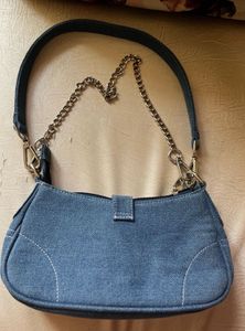 LVL 99 Denim Shoulder Bag with Chain Detail