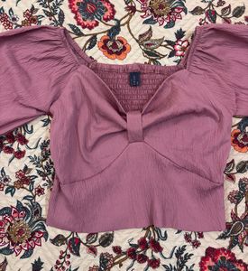 Pink Long Sleeve Crop Top