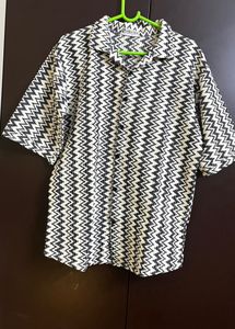 Zara Men's Retro Zigzag Print Shirt