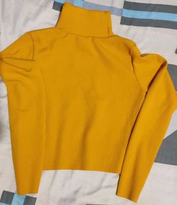 Yellow "Caffeine Queen" Turtleneck Top
