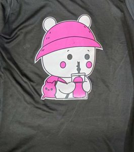Cute Printed Women's T-Shirt (Black)