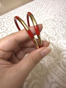 2 New Pairs | Red + Pink Gold Bangles