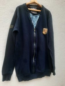 Dark Blue Stylish Zipper Sweatshirt Unisex