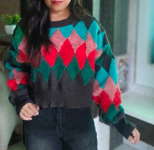Colorful Diamond Pattern Sweater