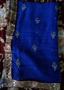 Royal Blue Embroidered Saree