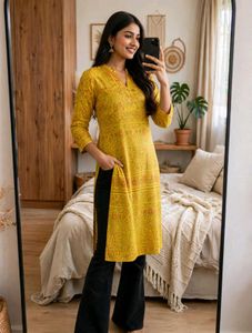 Beautiful Yellow Printed Kurta