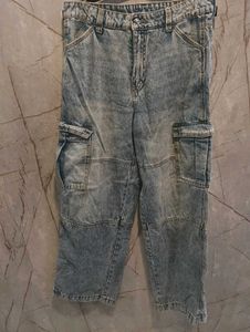 H&amp;M Blue Wash Cargo Jeans