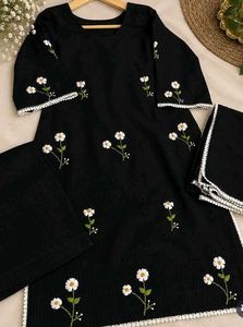 Black Embroidered Kurta Set