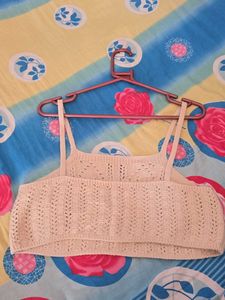 ASOS DESIGN co-ord crochet cami top incream