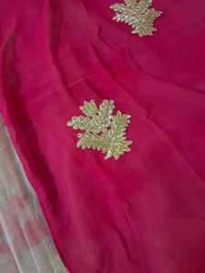 Elegant Pink Embellished Saree