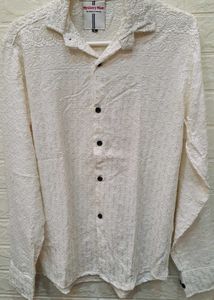 Textured Button-Down with Chickankari Work.