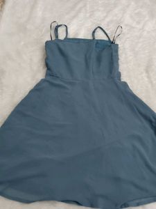 Chic Blue Spaghetti Strap Dress
