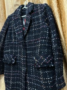 Elegant Navy Tweed Overcoat🖤🦋