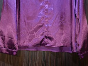 SAVANA Purple Non-Button Pullover Shirt