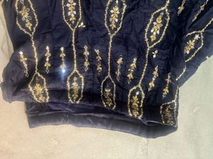 Elegant Navy Blue Embroidered Lehenga Choli