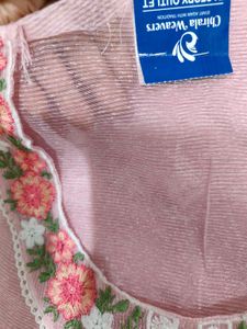 Pink Embroidered Kurta Set with dupatta ( unstitch