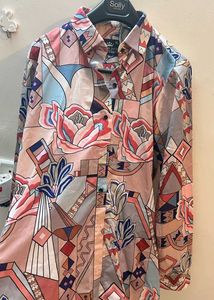Abstract Print Button-Down Shirt