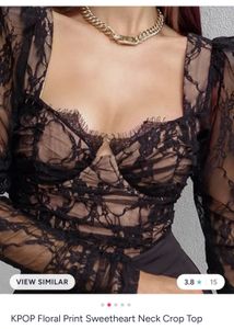 Black Lace Sweetheart Neck Crop Top