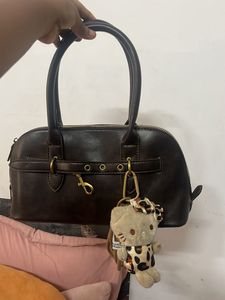 savana Chic Brown Handbag with Hello Kitty Charm