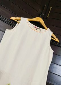 Fusion White Embroidered shift Dress