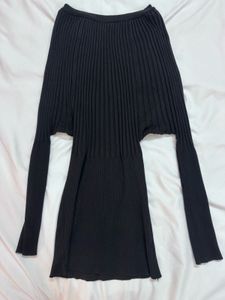 Black Ribbed Knit sweater Mini Dress