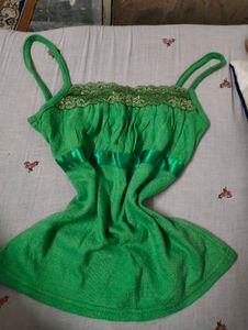 Green Lace Trim Cami Top