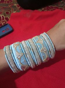 Stunning Light Blue Beaded Bangles