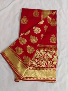 Stunning Red &amp; Gold Banarasi Silk Saree