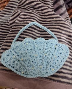 Blue Crochet Shell Handbag