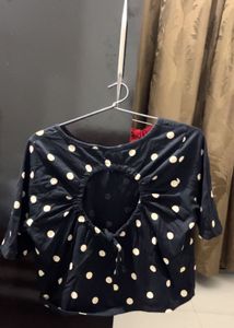 Women's Polka Dot Top with Back Cutout