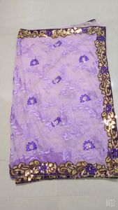 Lavender Floral Embroidered Saree