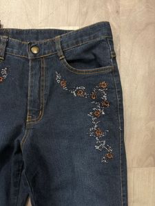 Embroidered Low Rise Jeans
