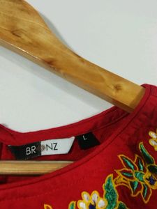 Red Embroidered Top (Women)