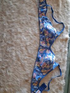 Floral Print Blue Bra