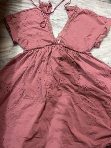 Boho Eyelet V-Neck Dress