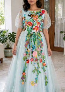 Stunning Embroidered Light Blue Gown
