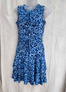 5929. Michael Kors Blue Leopard Print Dress
